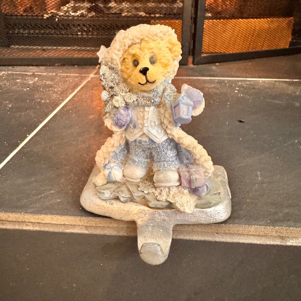 K's Collection Teddy Bear Christmas Stocking Holder Figurine Winter Holiday